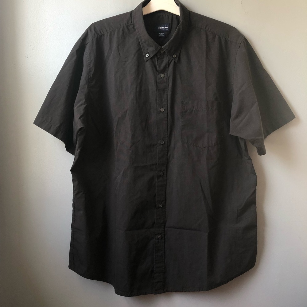 Basic Edition Men’s Black Button Down Short Sleeve Shirt Size XLT